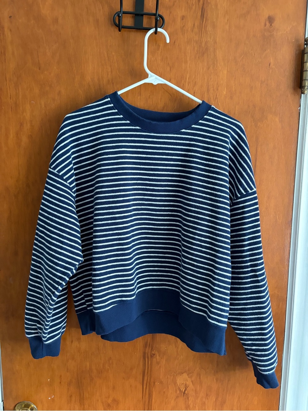 Striped Navy and White Crewneck Sweater